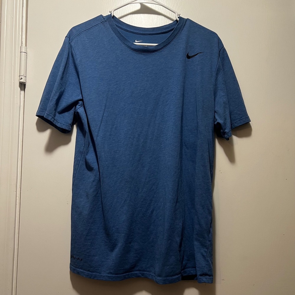Nike Dri-FIT Mens Athletic Cut Heathered Blue Short Sleeve Training T-Shirt L